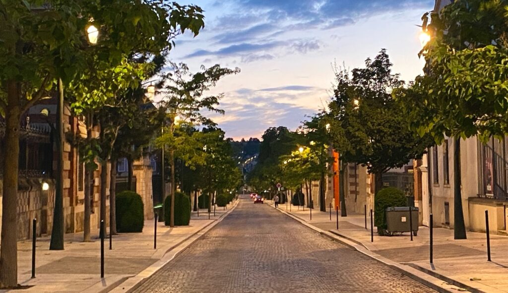 Avenue de Champagne in Épernay at dusk