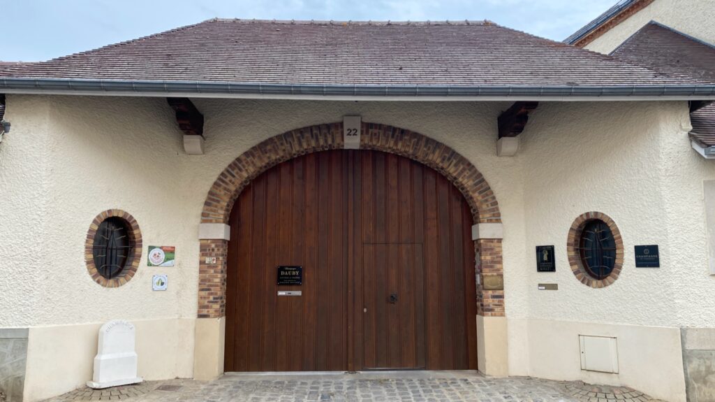 Entrance of a small grower Champagne producer in a village in Champagne, France
