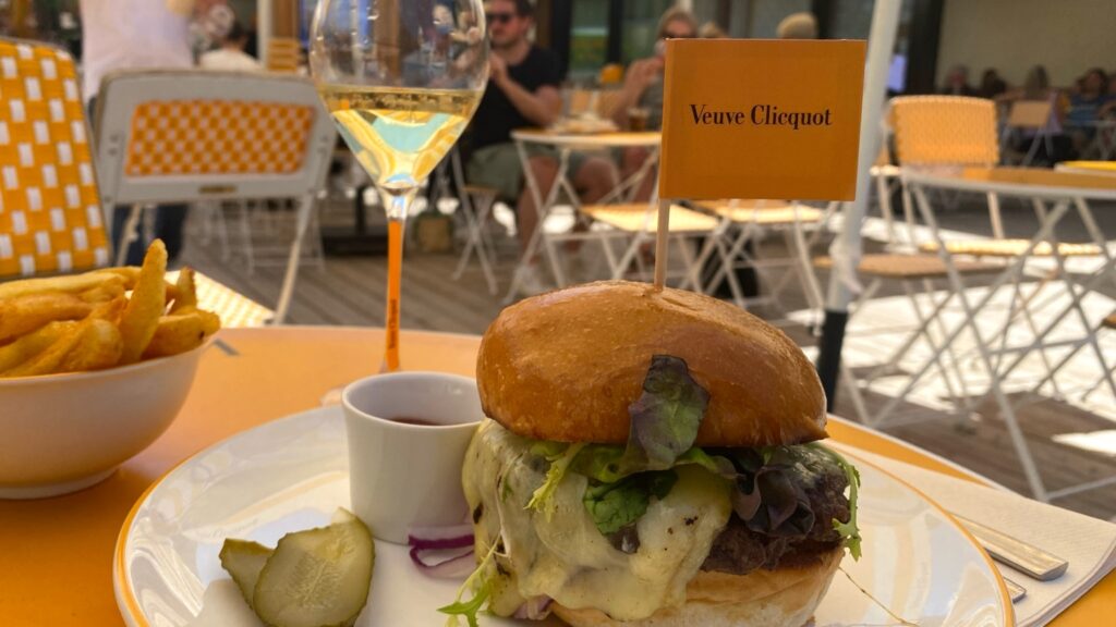 Veuve Clicquot champagne burger at Café Clicquot in Reims