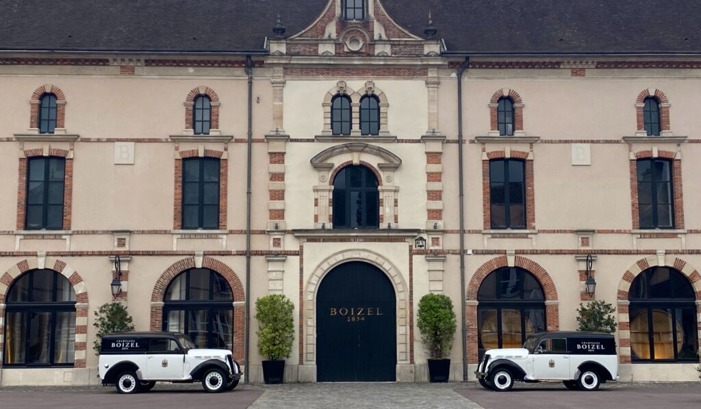 Champagne Boizel house on Avenue de Champagne in Epernay with vintage cars